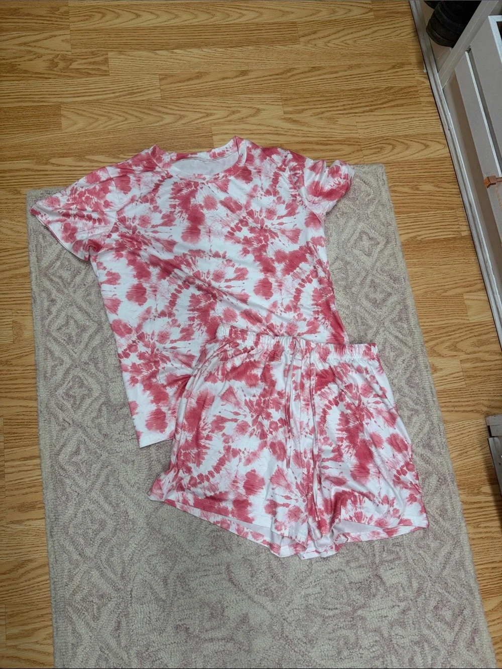 Pink and White Tie-Dye Short Set - Picture 1 of 2